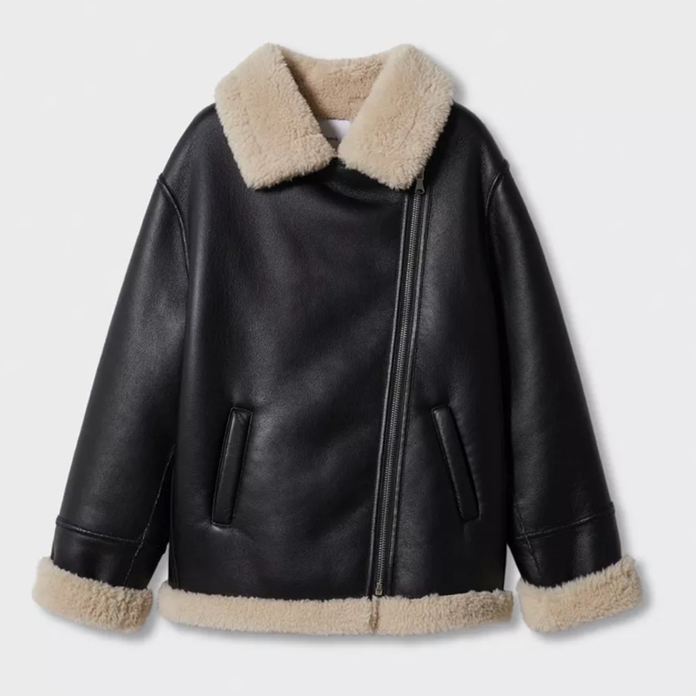 MANGO faux shearling lined jacket